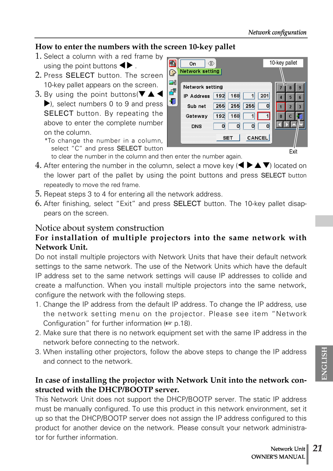 Sanyo POA-PN02 owner manual Notice about system construction, How to enter the numbers with the screen 10-key pallet 
