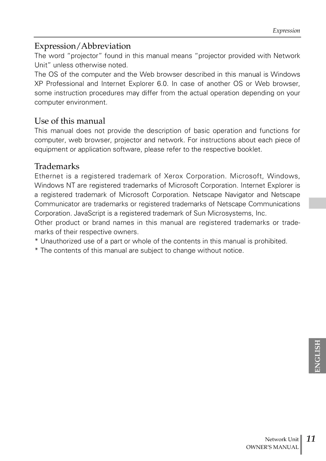 Sanyo POA-PN02 owner manual Expression/Abbreviation, Use of this manual, Trademarks 