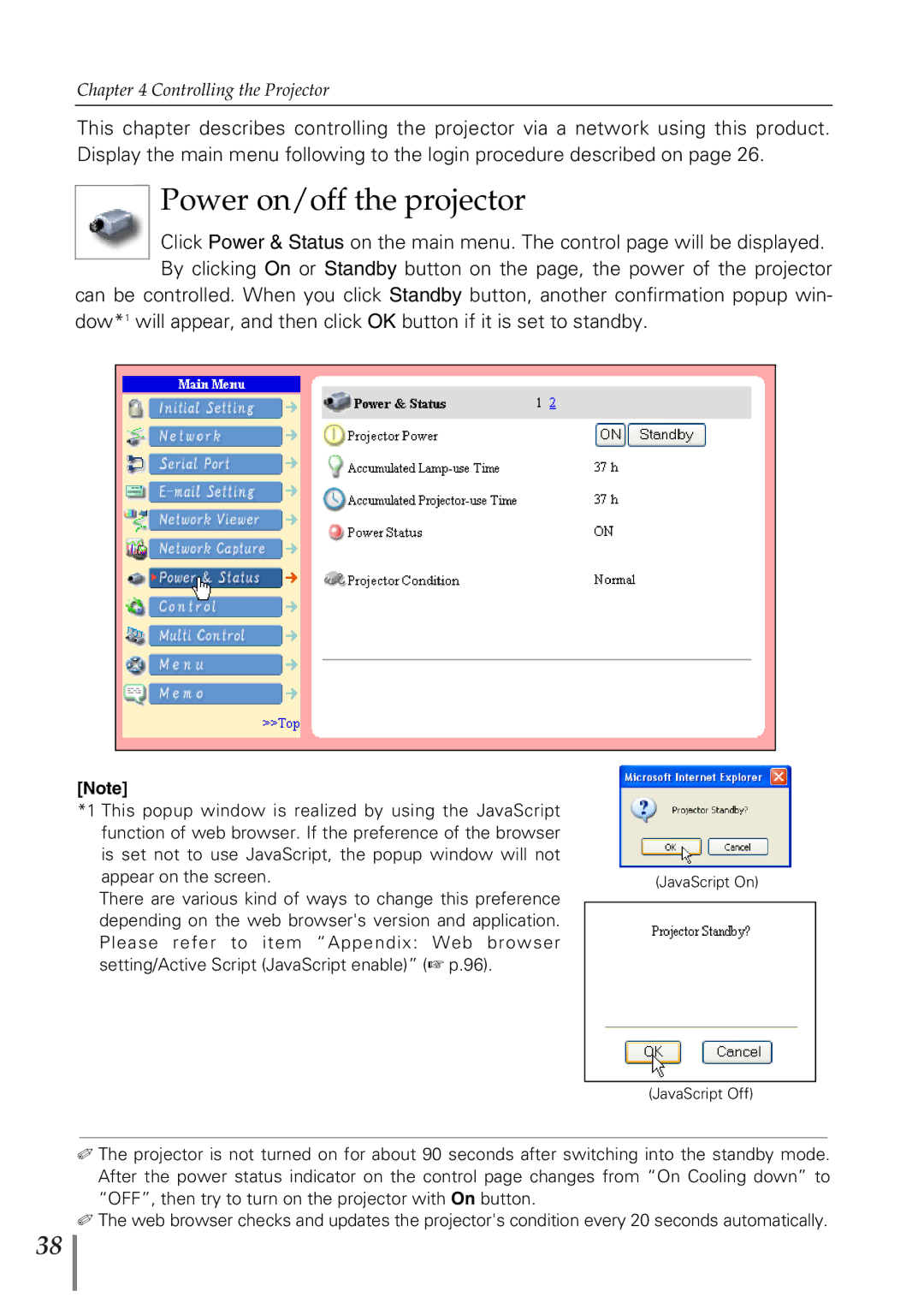 Sanyo POA-PN02 owner manual Power on/off the projector 