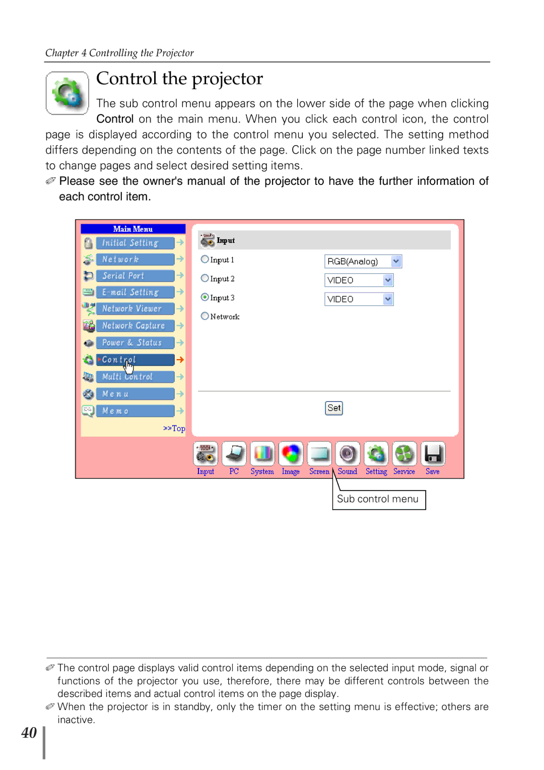 Sanyo POA-PN02 owner manual Control the projector 