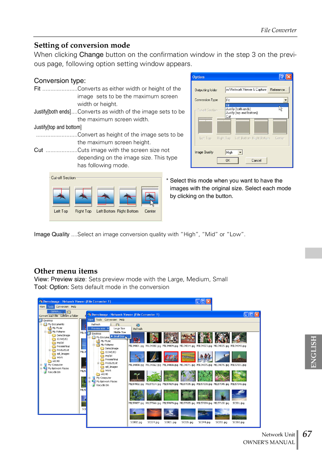 Sanyo POA-PN02 owner manual Setting of conversion mode, Other menu items 