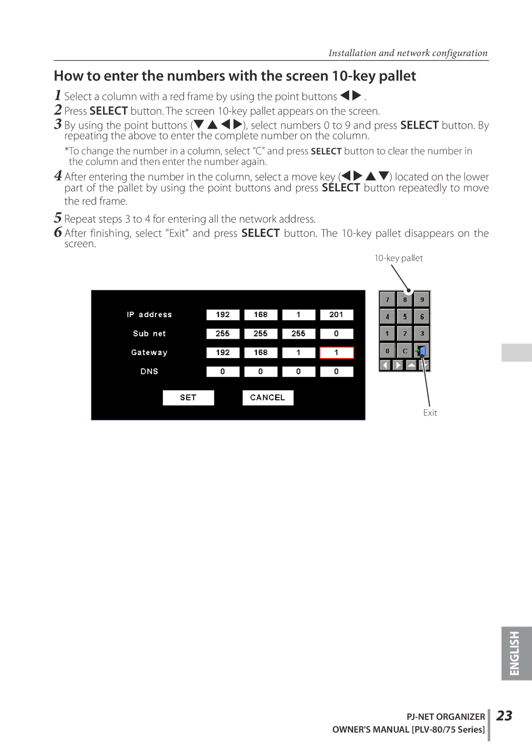 Sanyo POA-PN02C owner manual How to enter the numbers with the screen 10-key pallet 