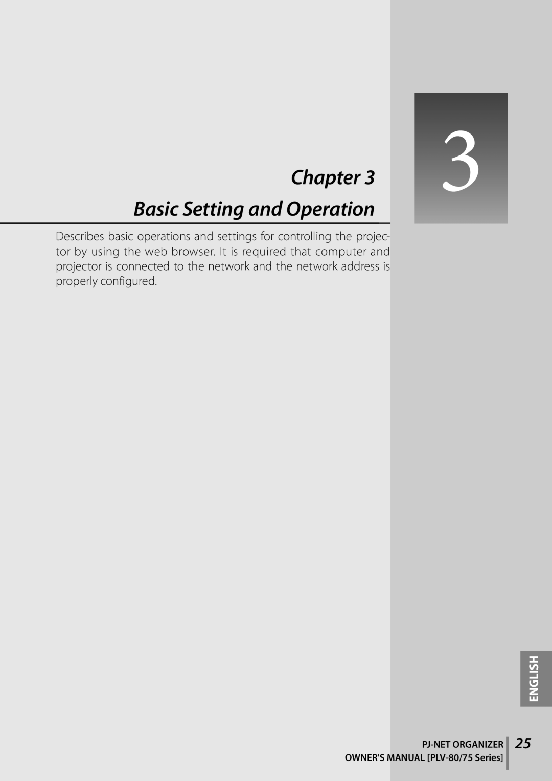 Sanyo POA-PN02C owner manual Chapter Basic Setting and Operation 