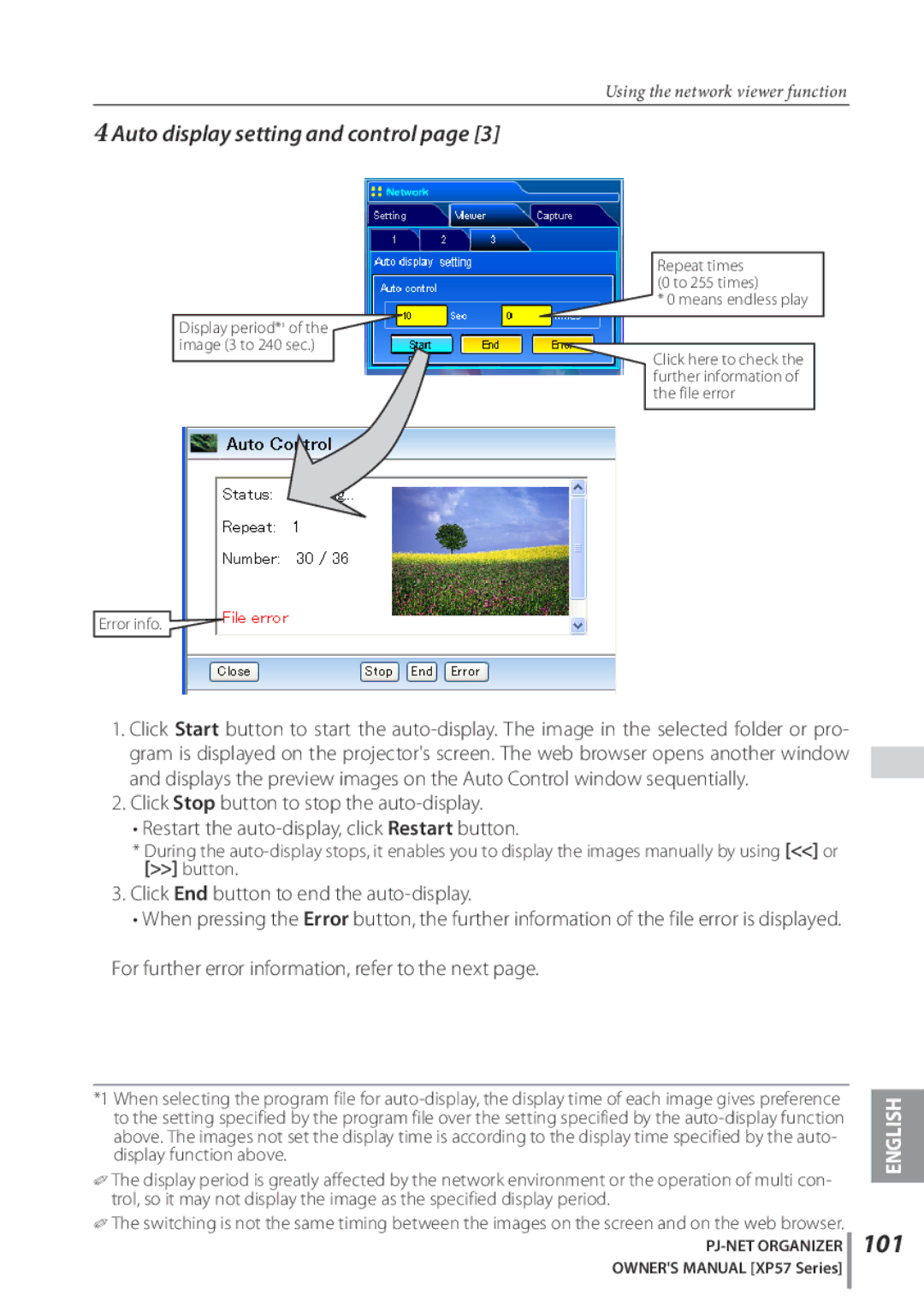 Sanyo POA-PN03C owner manual 101, Auto display setting and control 