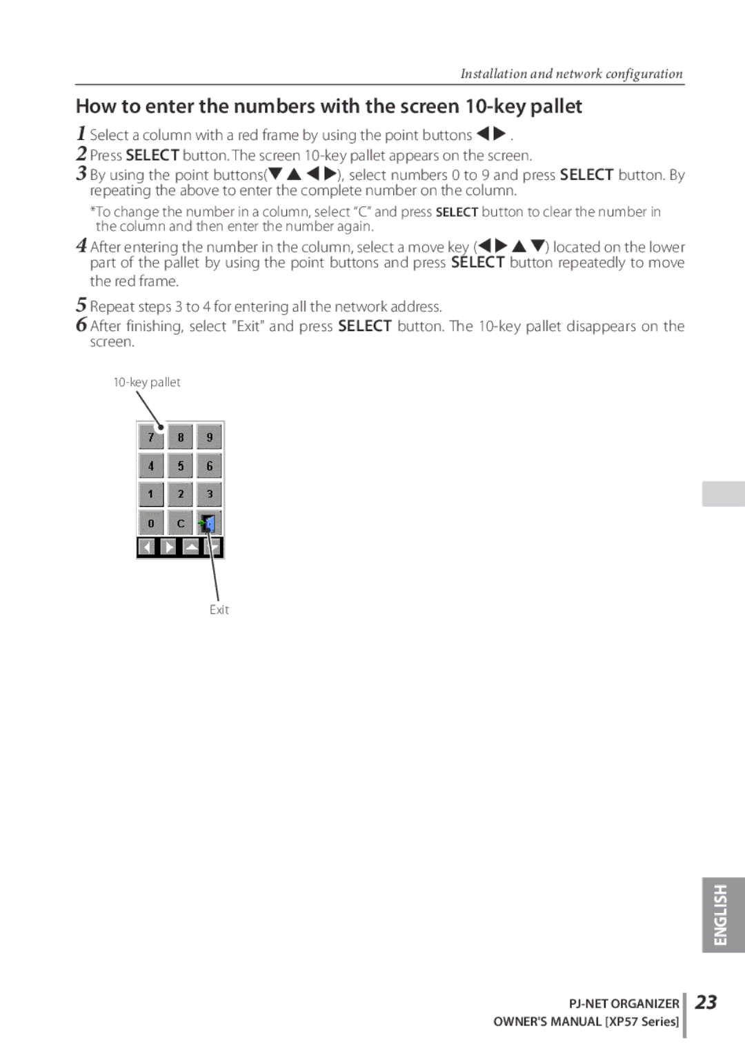 Sanyo POA-PN03C owner manual How to enter the numbers with the screen 10-key pallet 