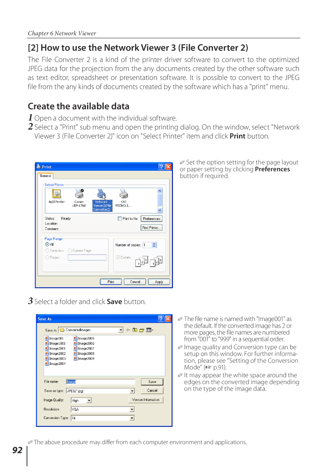 Sanyo POA-PN03C owner manual Open a document with the individual software, Select a folder and click Save button 