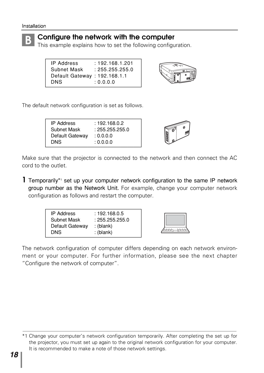 Sanyo POA-PN10 owner manual Configure the network with the computer 