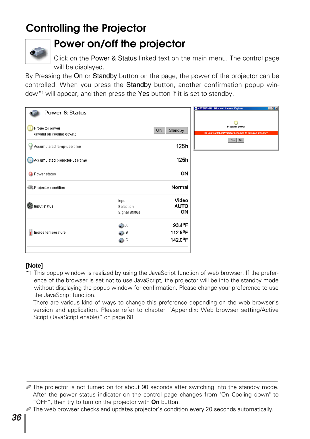 Sanyo POA-PN10 owner manual Controlling the Projector Power on/off the projector 