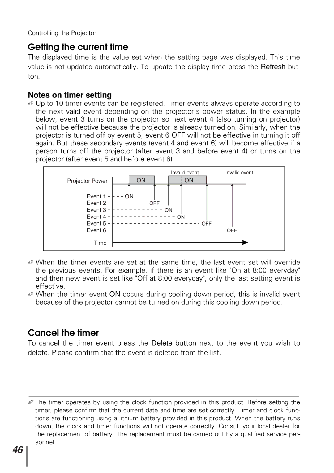 Sanyo POA-PN10 owner manual Getting the current time, Cancel the timer 