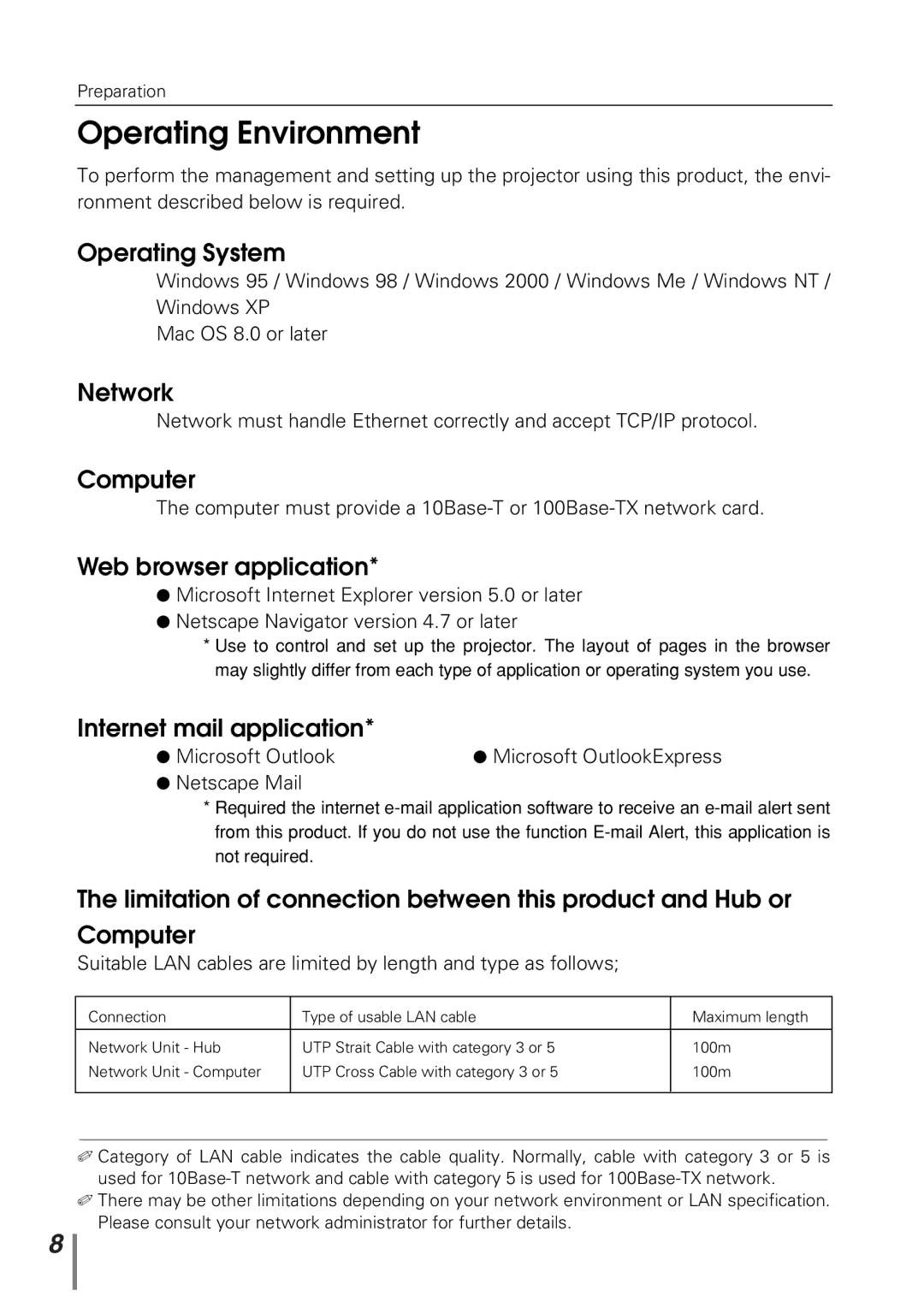 Sanyo POA-PN10 owner manual Operating Environment 