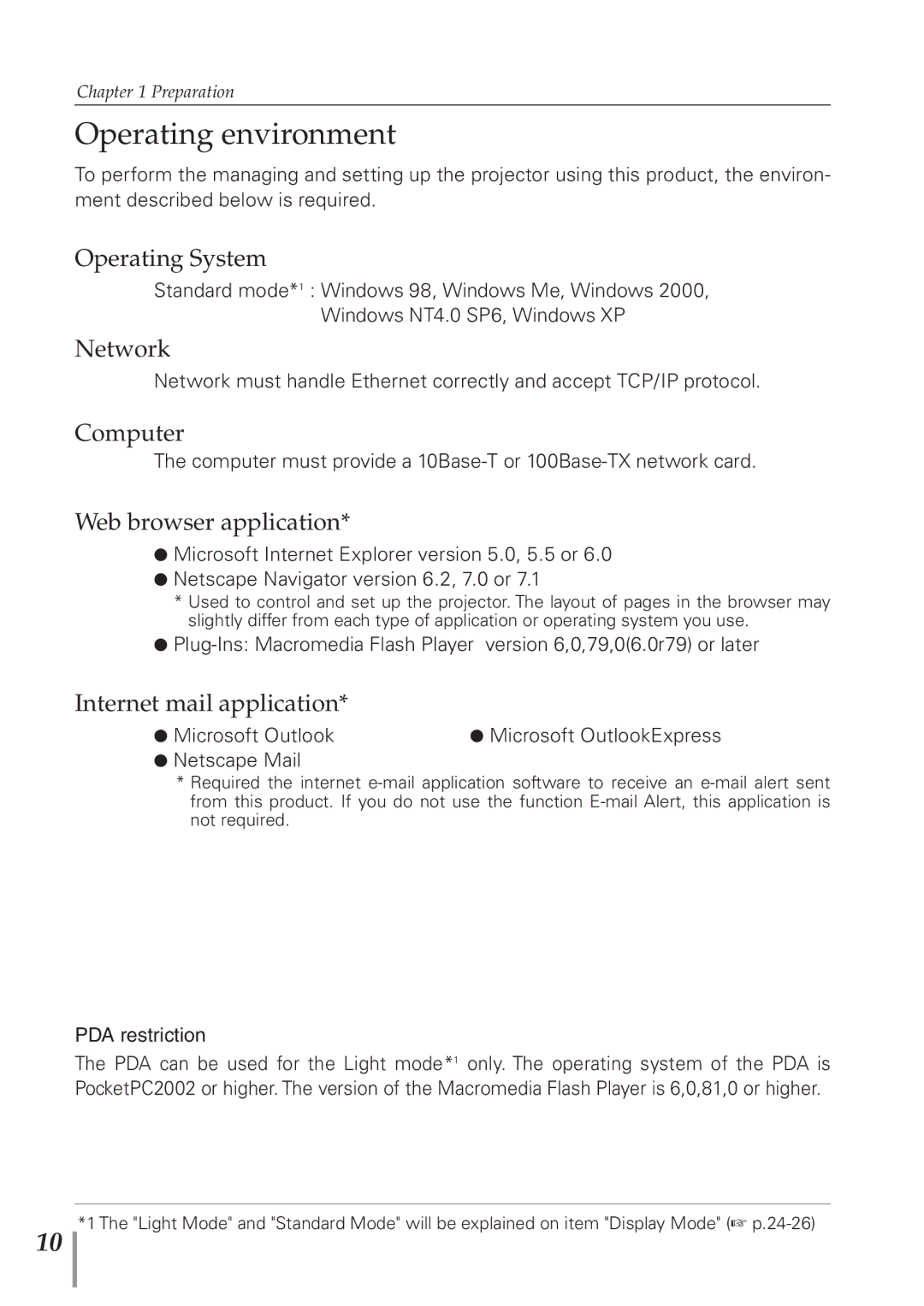 Sanyo POA-PN40 owner manual Operating environment 