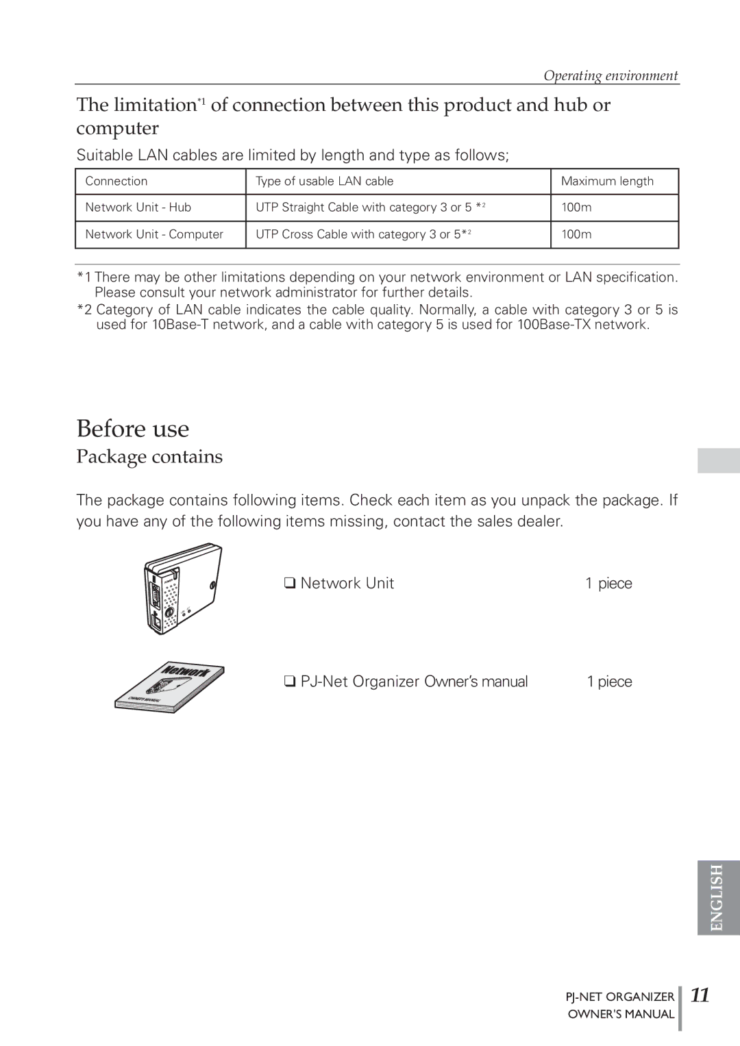 Sanyo POA-PN40 owner manual Before use, Package contains 