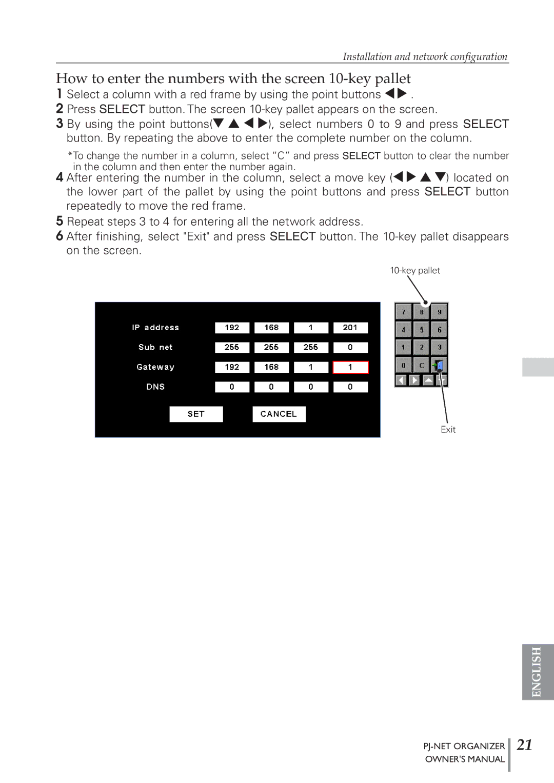 Sanyo POA-PN40 owner manual How to enter the numbers with the screen 10-key pallet 