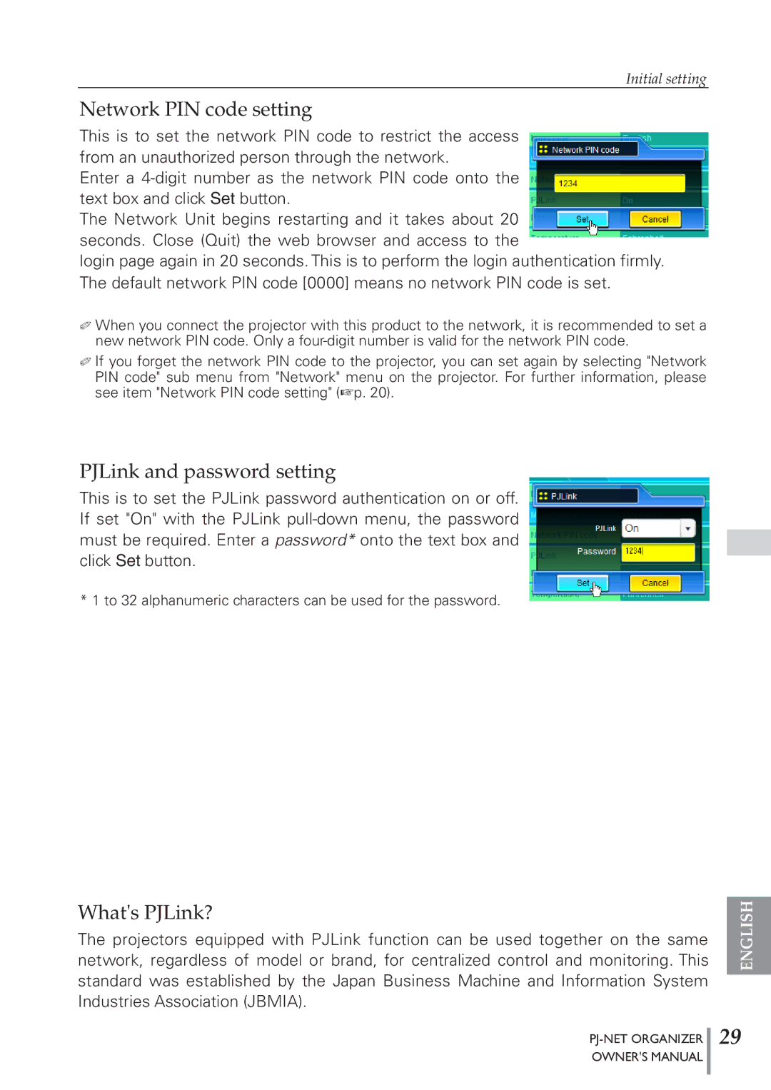 Sanyo POA-PN40 owner manual PJLink and password setting, Whats PJLink? 