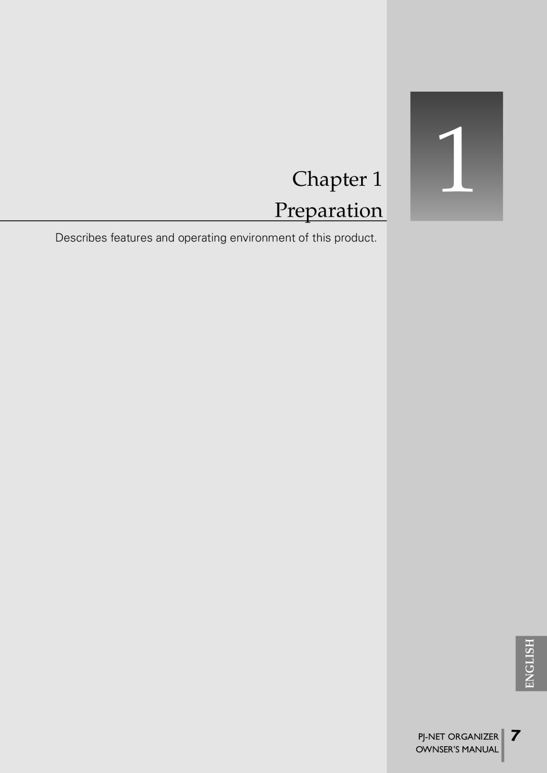 Sanyo POA-PN40 owner manual Chapter Preparation 