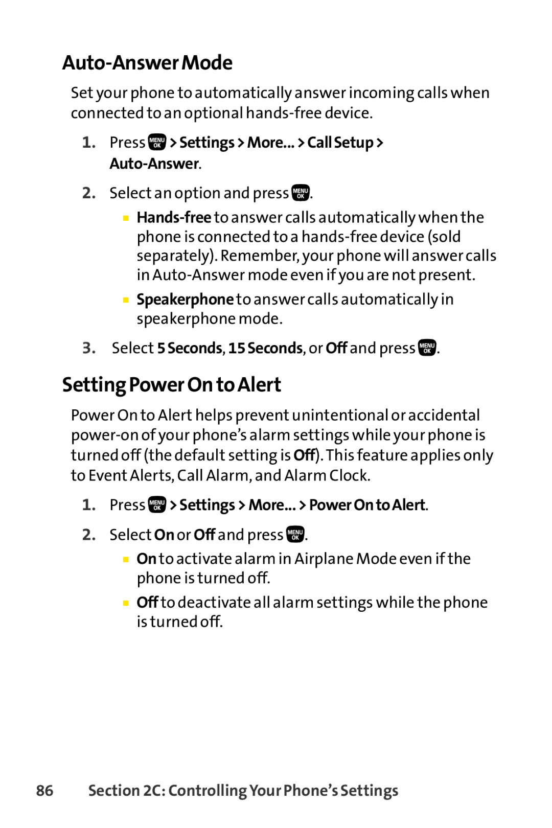 Sanyo PRO-200 manual Auto-Answer Mode, Setting Power On to Alert, Press SettingsMore... PowerOntoAlert 