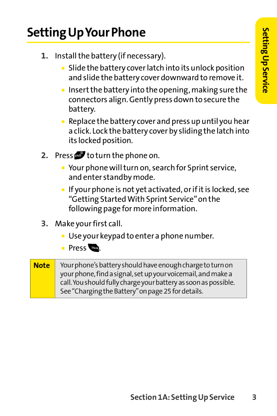 Sanyo PRO-200 manual Setting UpYour Phone, Install the battery if necessary 