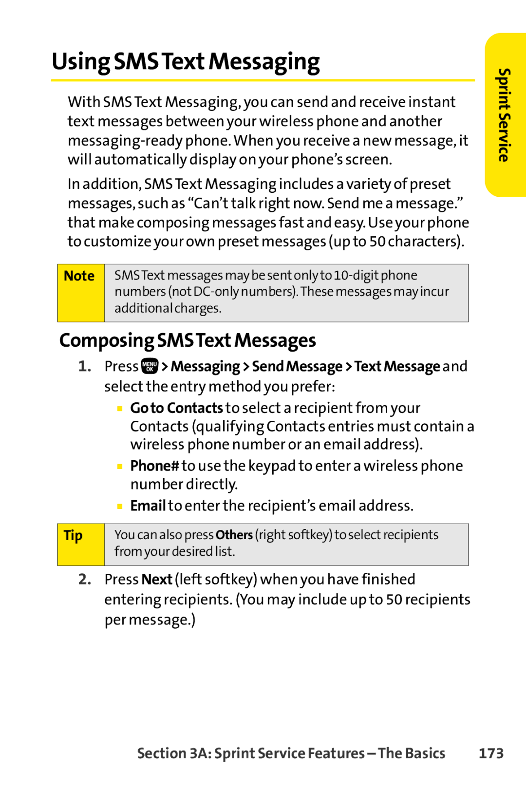 Sanyo PRO-200 manual Using SMSTextMessaging, Composing SMSTextMessages, 173 