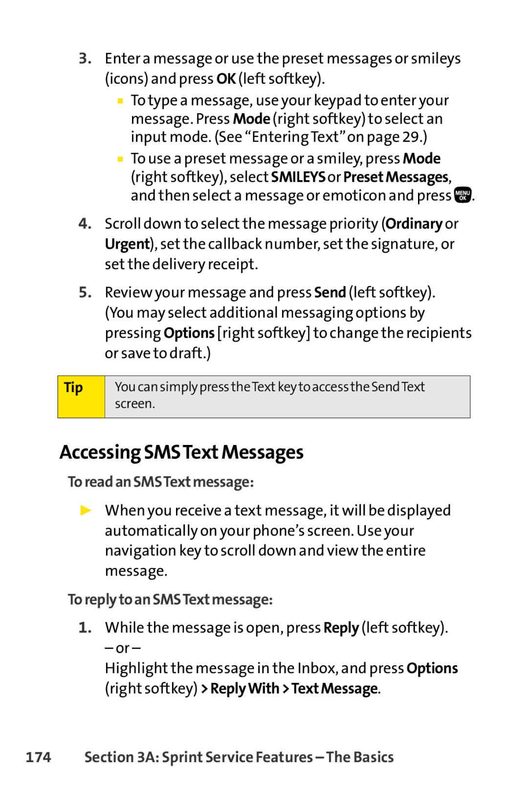 Sanyo PRO-200 manual Accessing SMSTextMessages, ToreadanSMSTextmessage, ToreplytoanSMSTextmessage 