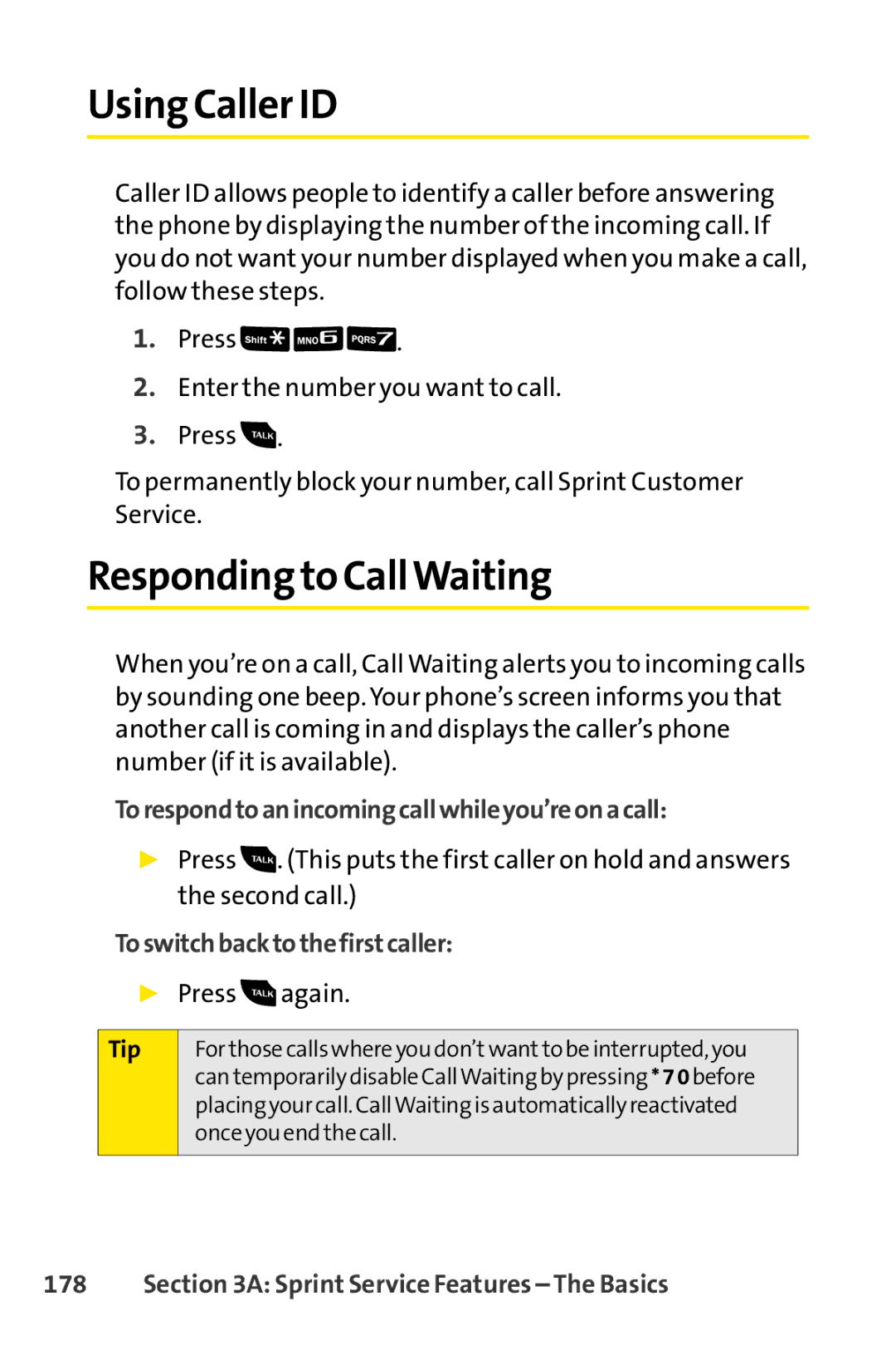 Sanyo PRO-200 manual Using Caller ID, Responding to CallWaiting, Torespondtoanincomingcallwhileyou’reonacall 