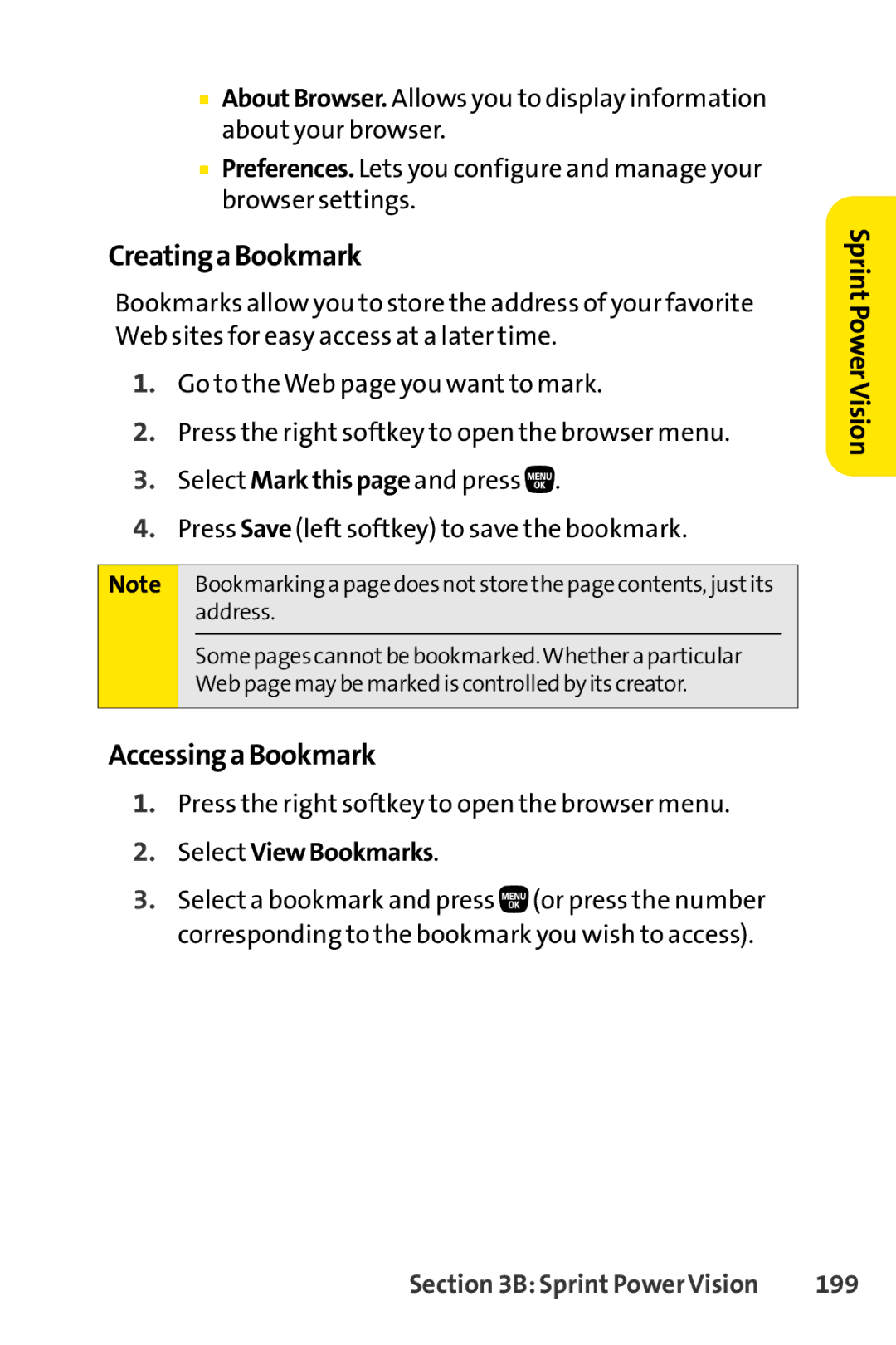 Sanyo PRO-200 manual CreatingaBookmark, AccessingaBookmark, Select ViewBookmarks, 199 