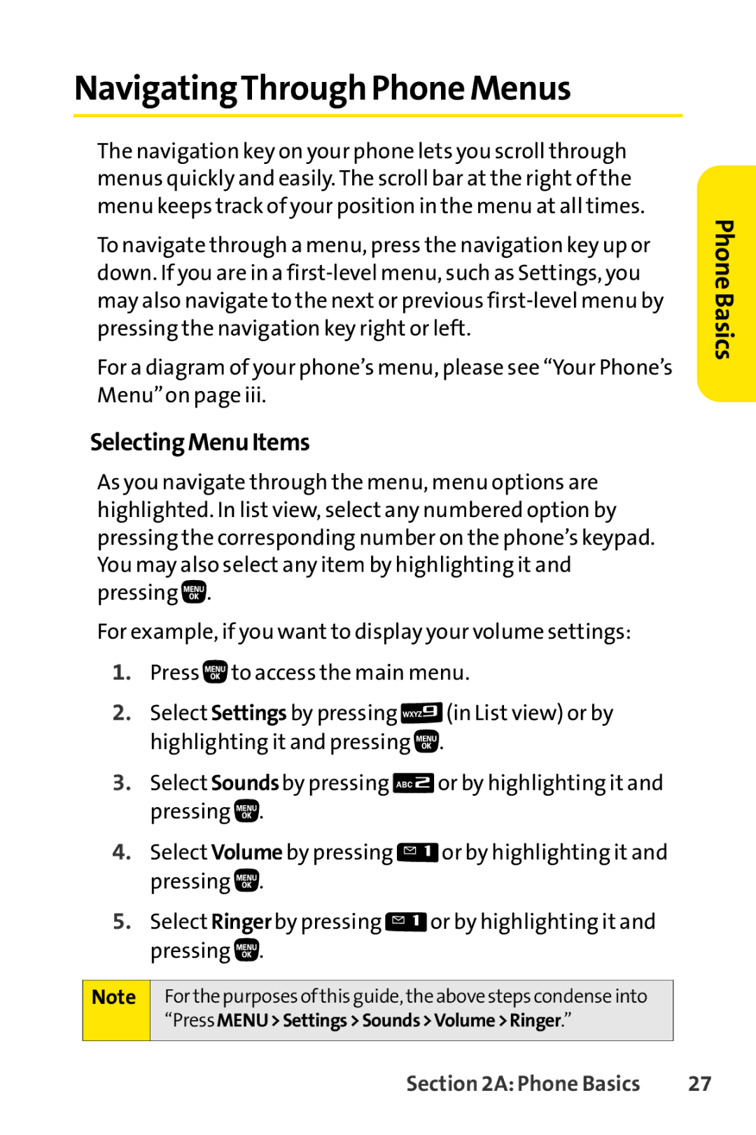 Sanyo PRO-200 manual NavigatingThrough Phone Menus, SelectingMenuItems 