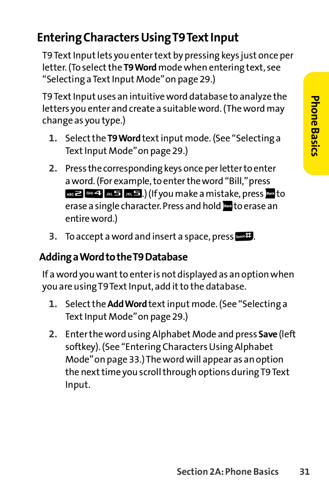 Sanyo PRO-200 manual Entering Characters UsingT9TextInput, AddingaWordtotheT9Database 