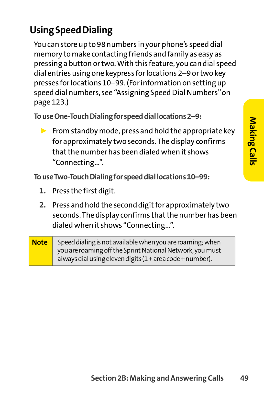 Sanyo PRO-200 manual Using Speed Dialing, TouseOne-TouchDialingforspeeddiallocations2-9 