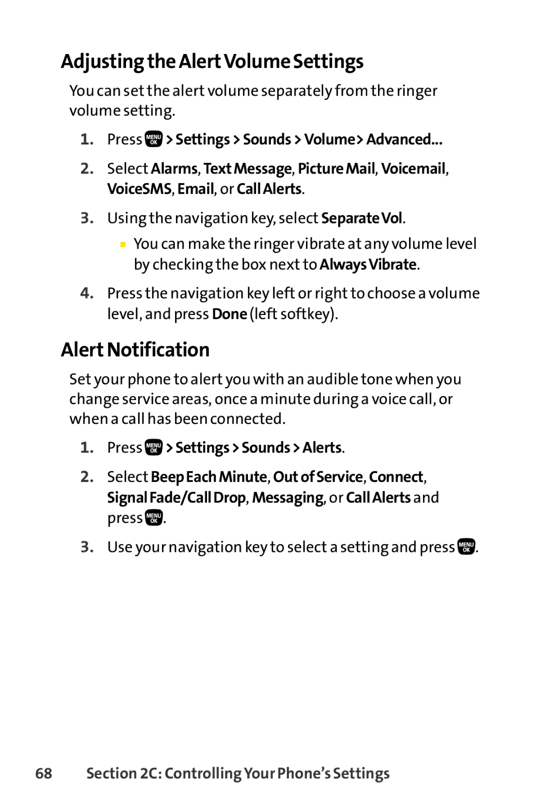 Sanyo PRO-200 manual Adjusting the AlertVolume Settings, AlertNotification 