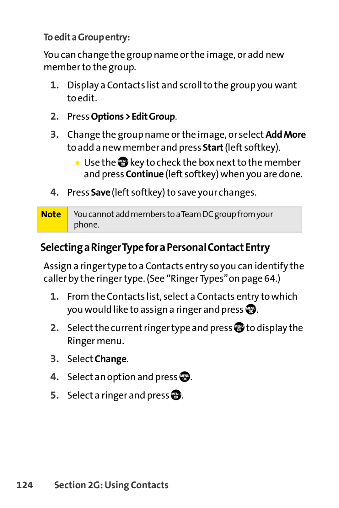 Sanyo PRO-700 manual SelectingaRingerTypeforaPersonalContactEntry, ToeditaGroupentry, Press OptionsEditGroup 