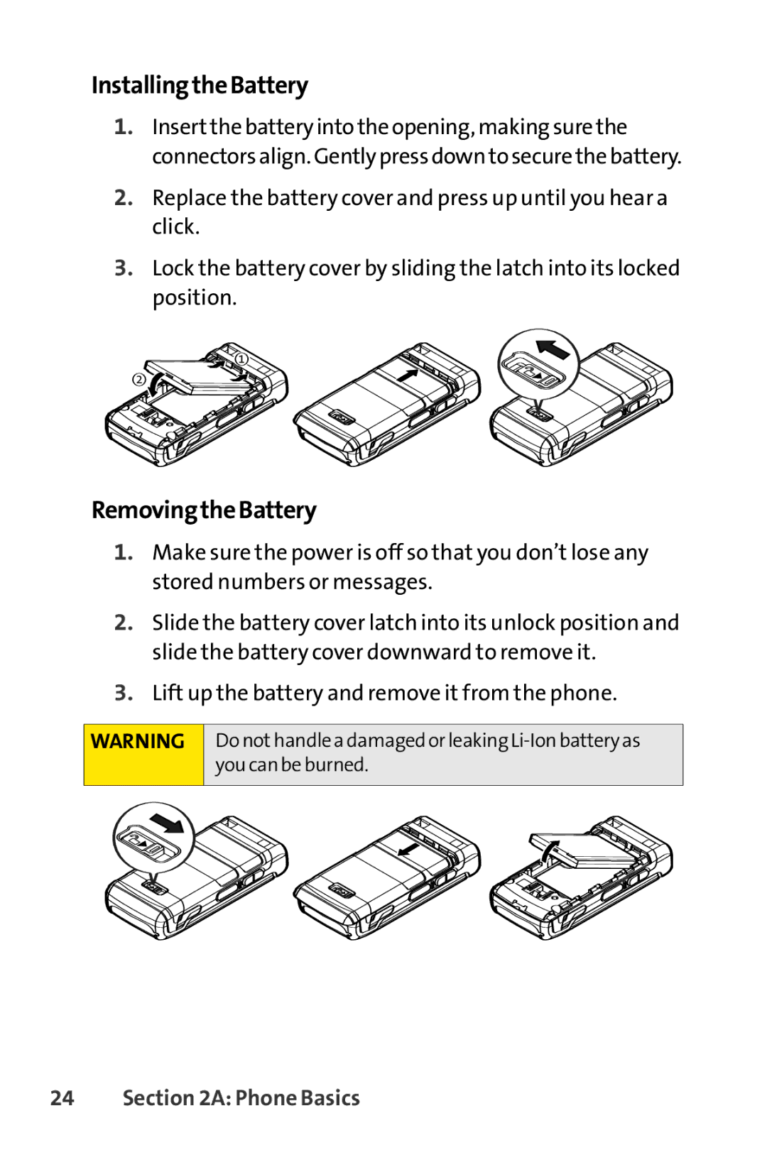 Sanyo PRO-700 manual InstallingtheBattery, RemovingtheBattery 