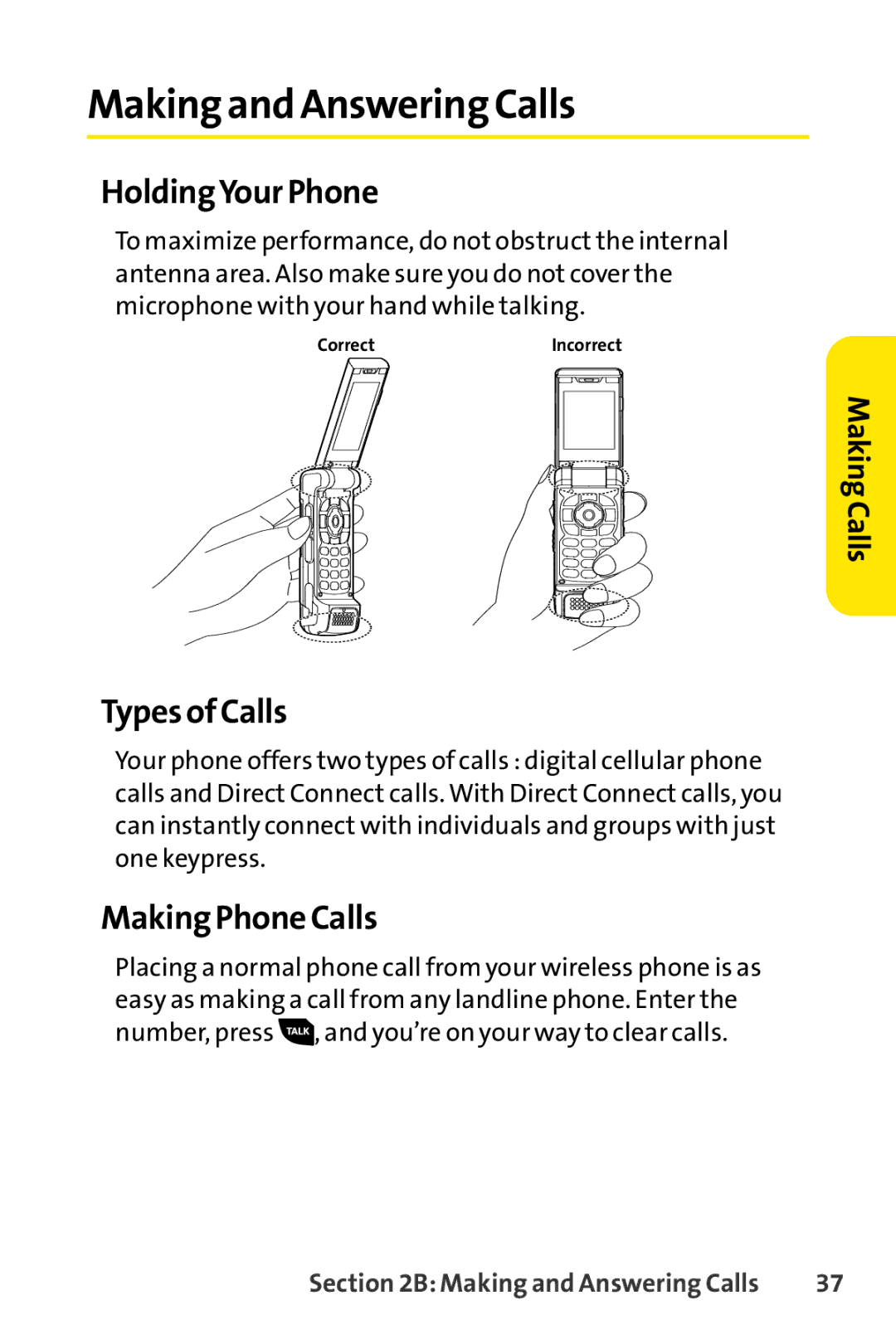 Sanyo PRO-700 manual Making and Answering Calls, HoldingYour Phone, Types of Calls, Making Phone Calls, MakingCalls 