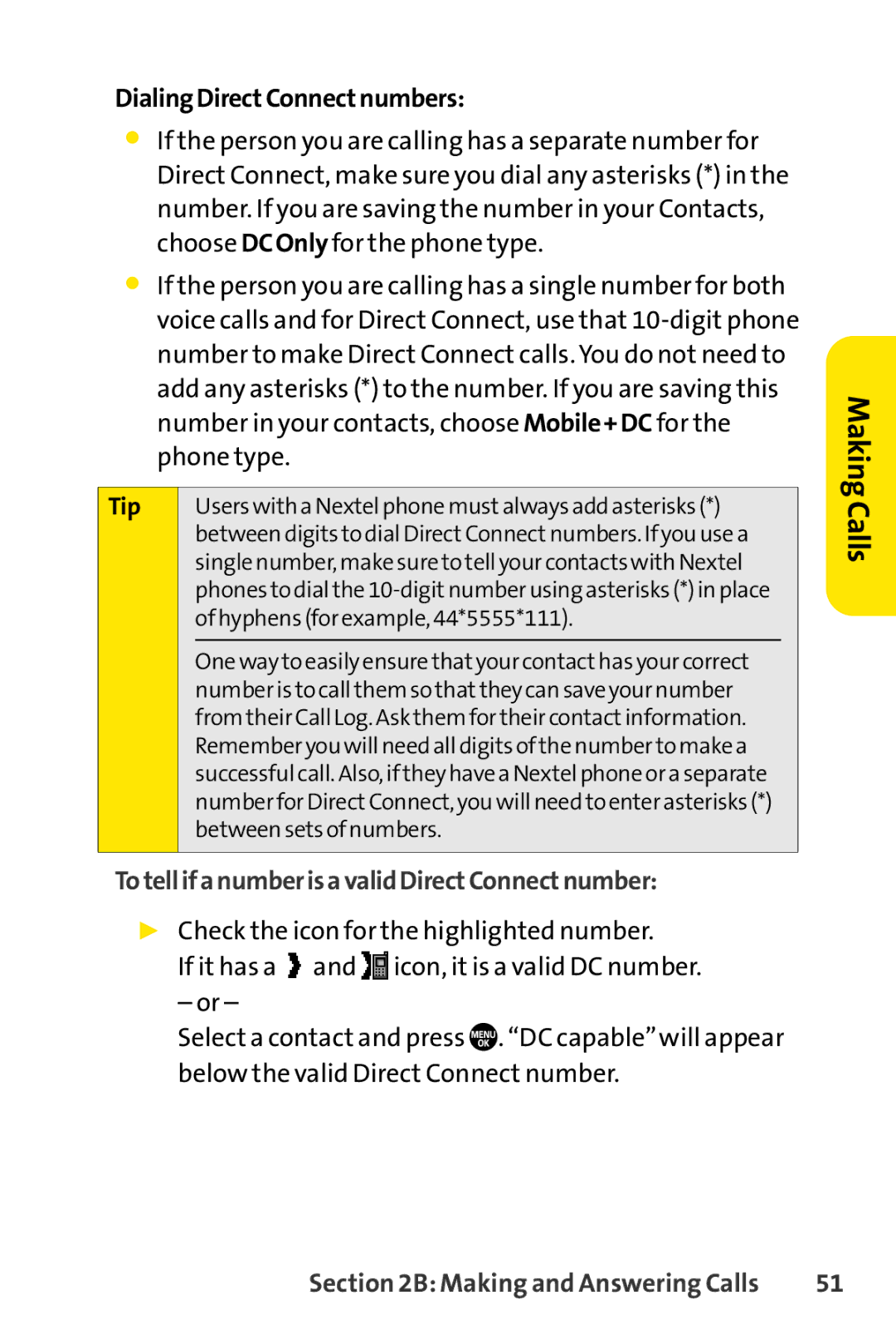 Sanyo PRO-700 manual DialingDirectConnectnumbers, TotellifanumberisavalidDirectConnectnumber 