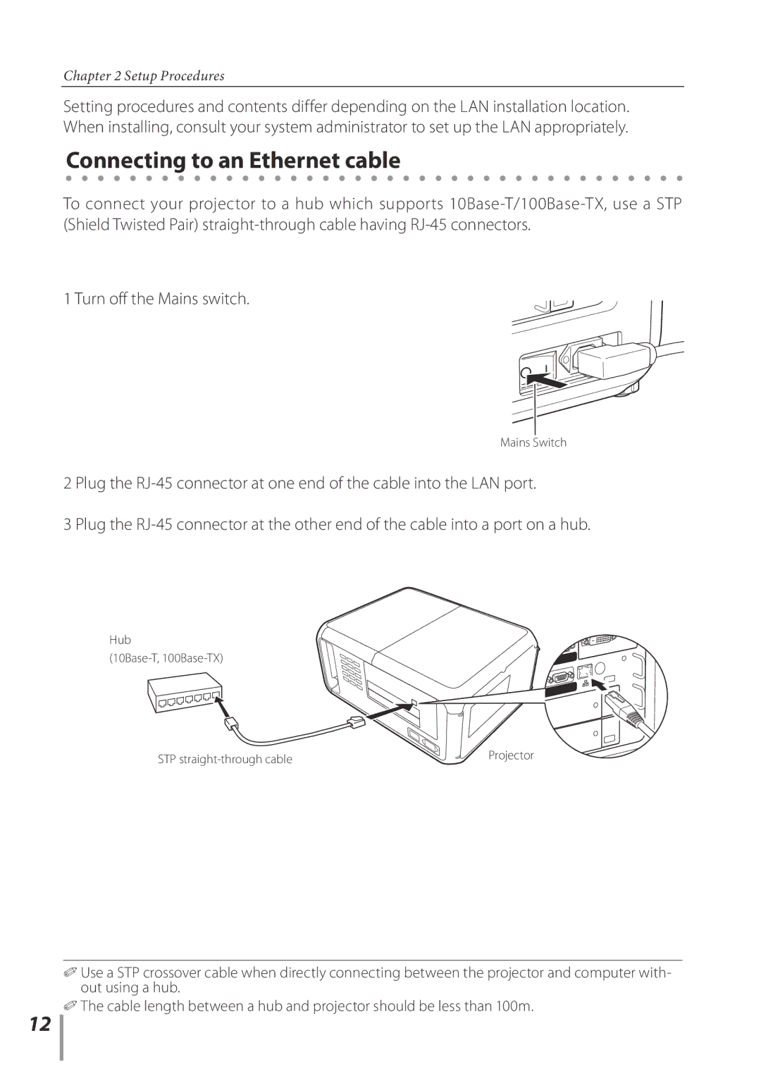 Sanyo Proj05 owner manual Connecting to an Ethernet cable 