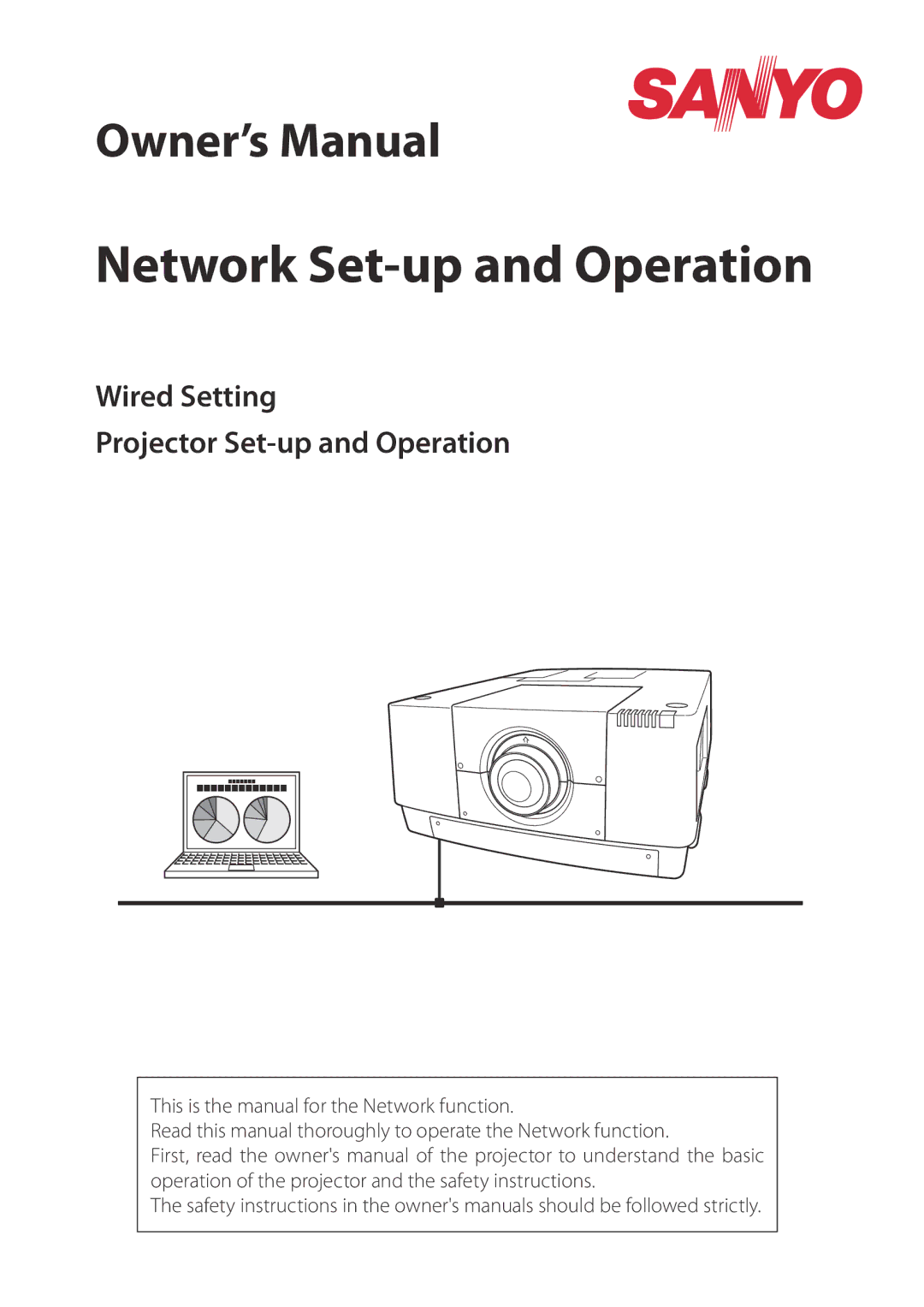 Sanyo owner manual Network Set-up and Operation, Wired Setting Projector Set-up and Operation 