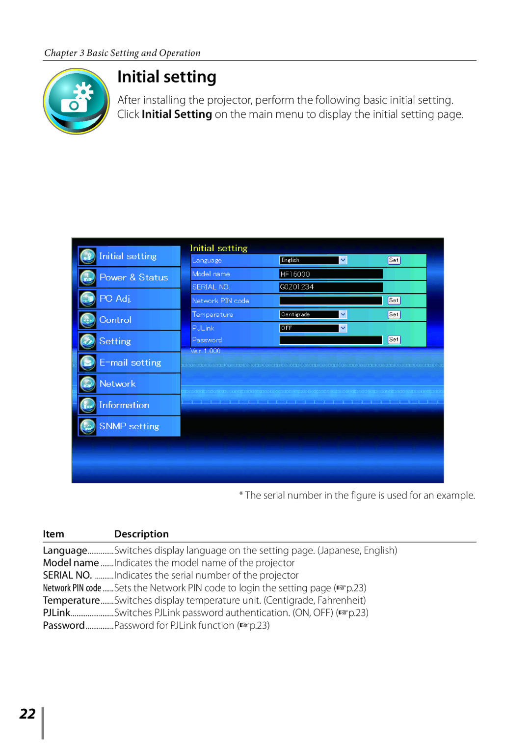 Sanyo Projector owner manual Initial setting 