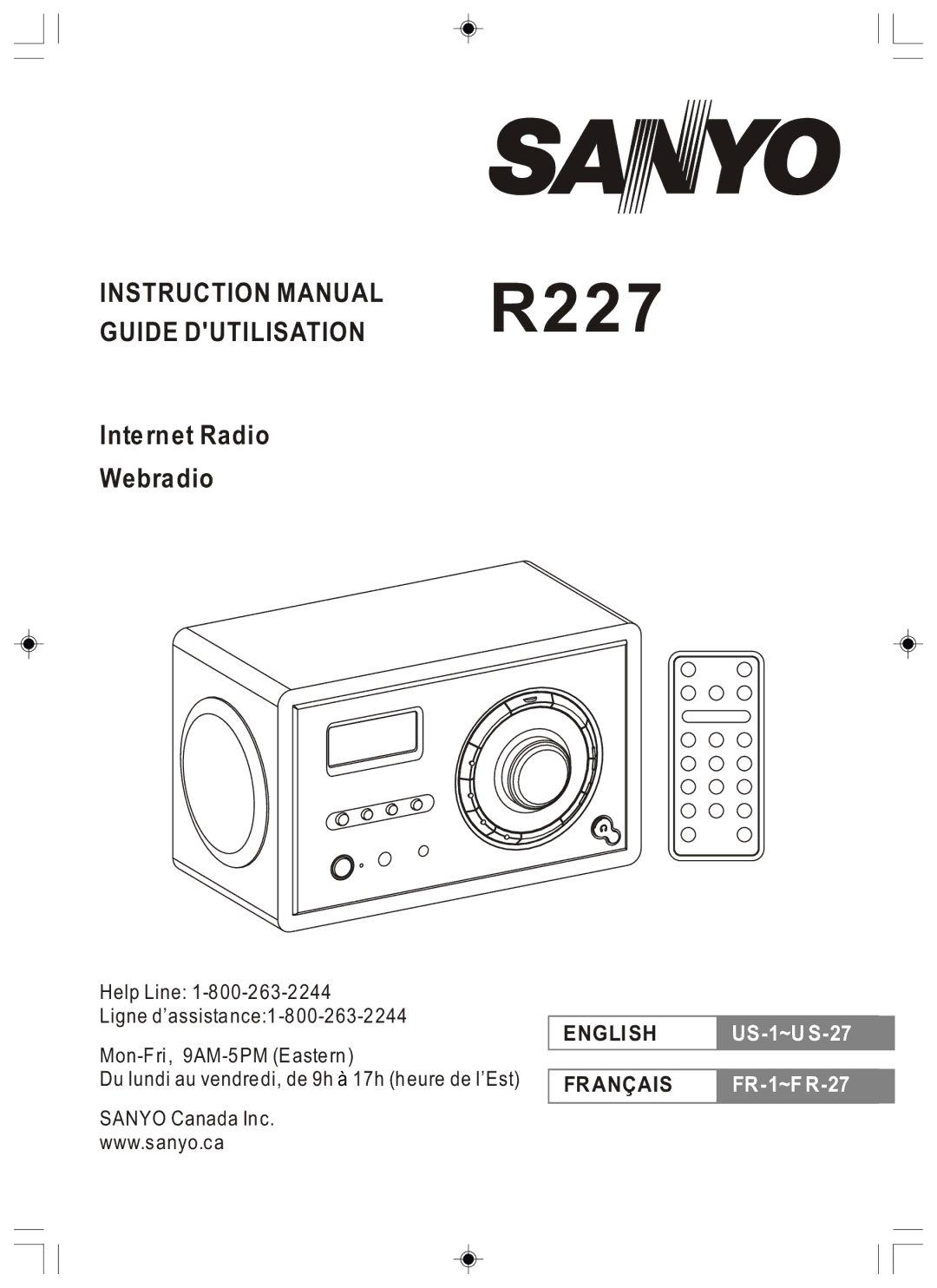 Sanyo R227 instruction manual 