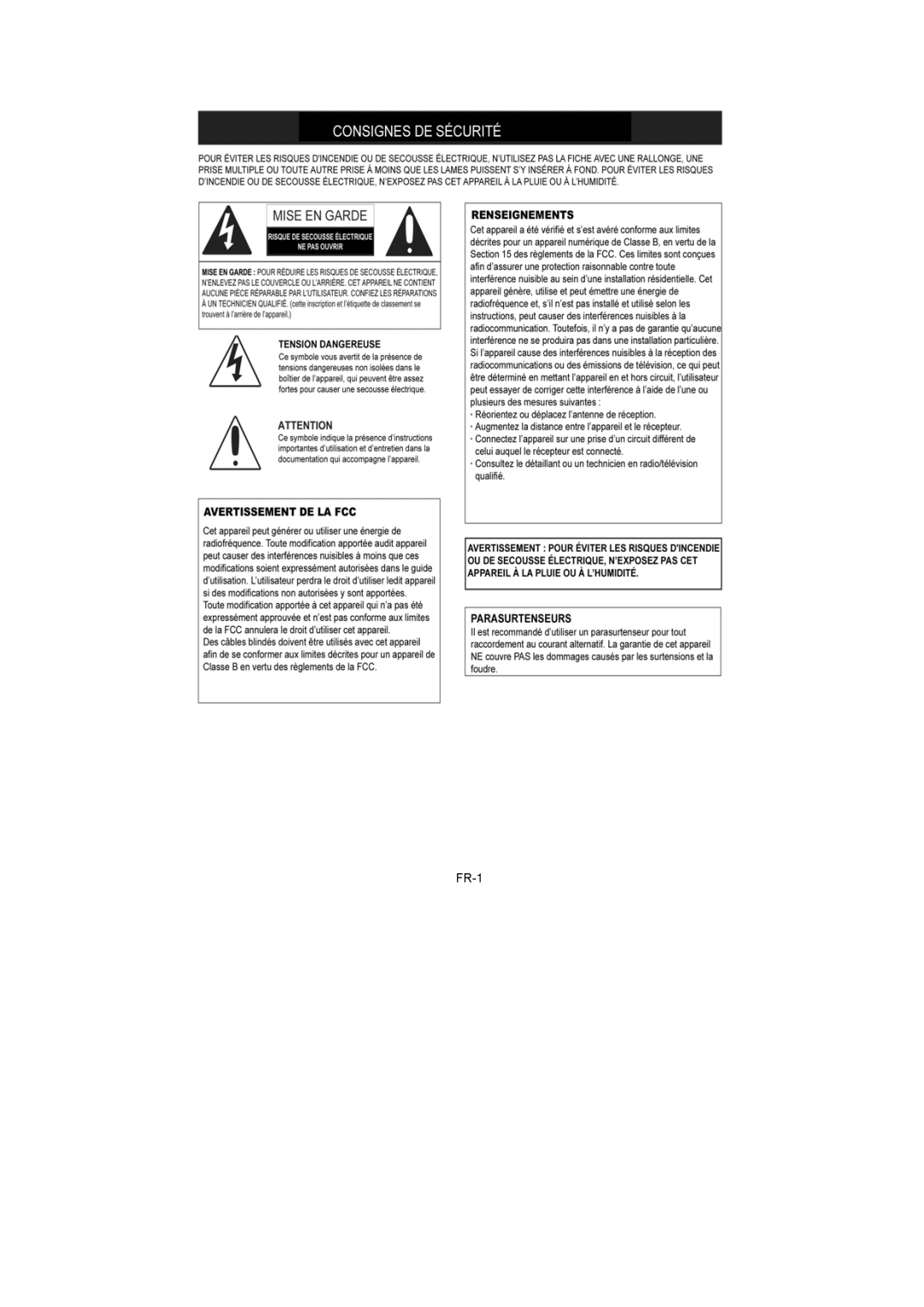 Sanyo R227 instruction manual FR-1 