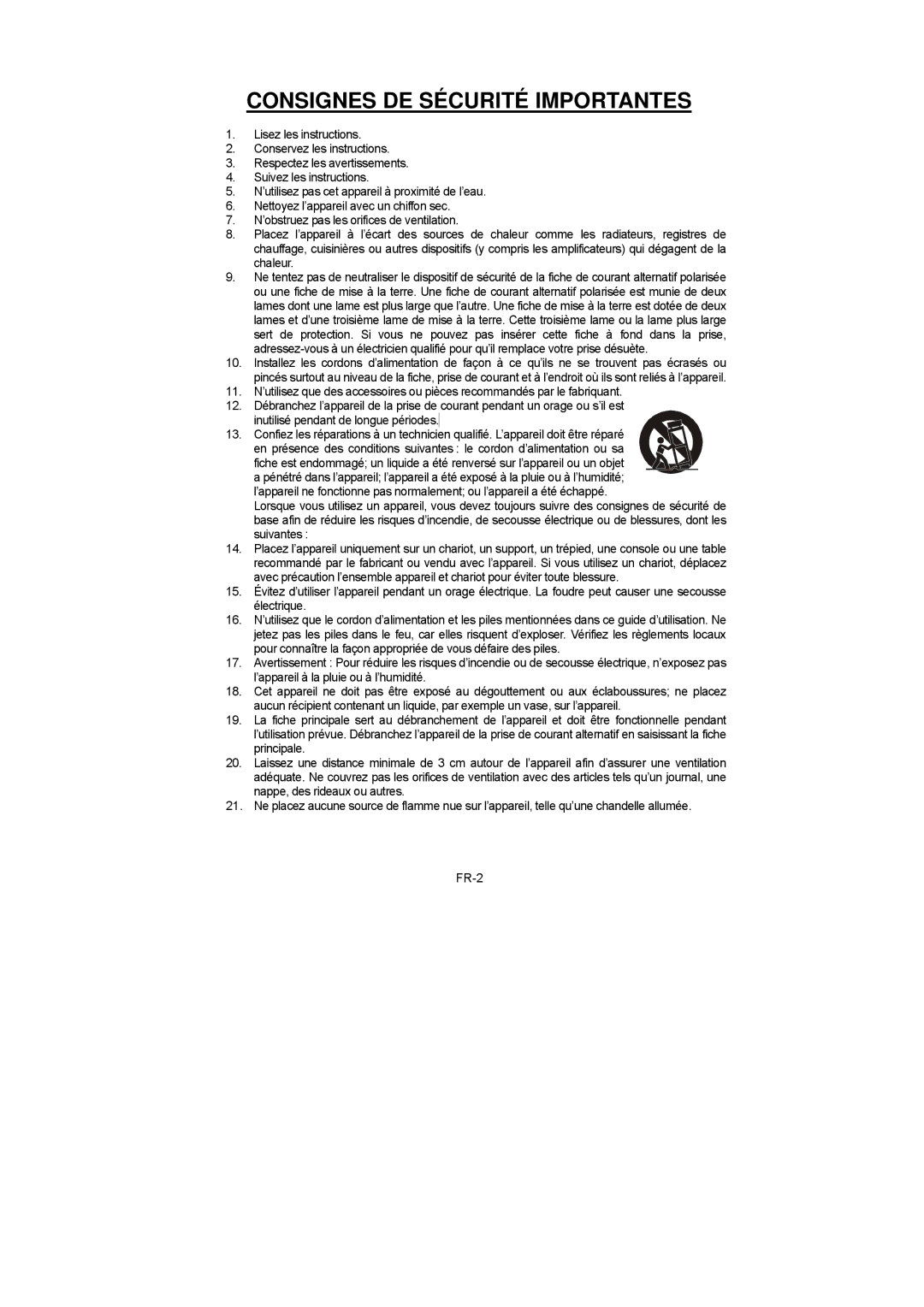 Sanyo R227 instruction manual Consignes DE Sécurité Importantes 