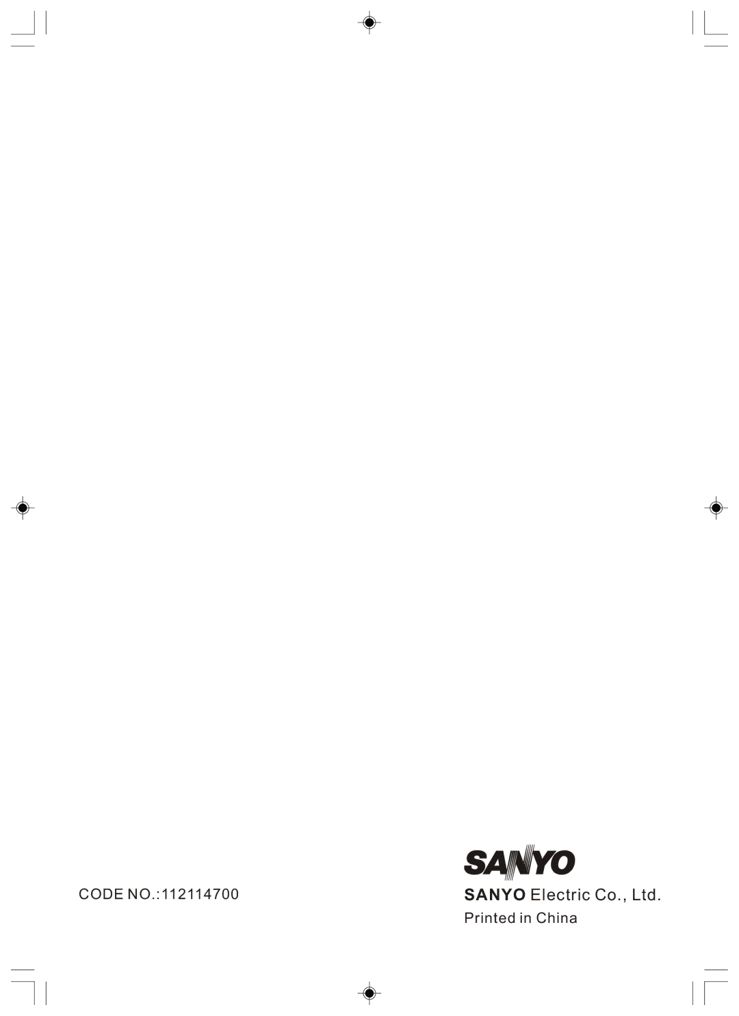 Sanyo R227 instruction manual Code NO.112114700 