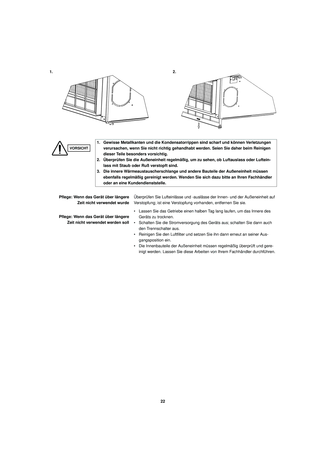 Sanyo R410A operation manual Zeit nicht verwendet wurde, Zeit nicht verwendet werden soll 