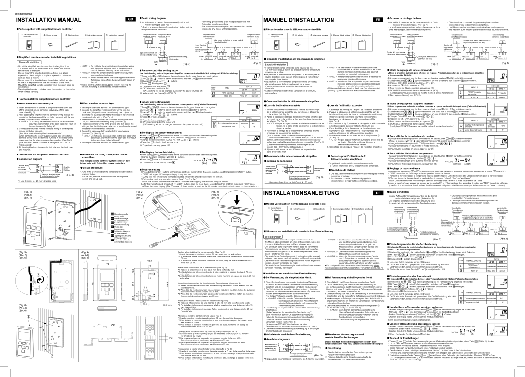 Sanyo RCS-KR1EG installation manual Basic wiring diagram, Schéma de câblage de base, Remote controller setting mode 