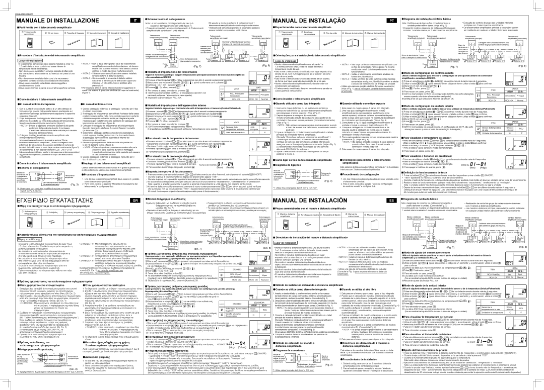 Sanyo RCS-KR1EG Manuale Di Installazione, Manual De Instalação, Manual De Instalación, Εγχειριδιο Εγκαταστασησ 