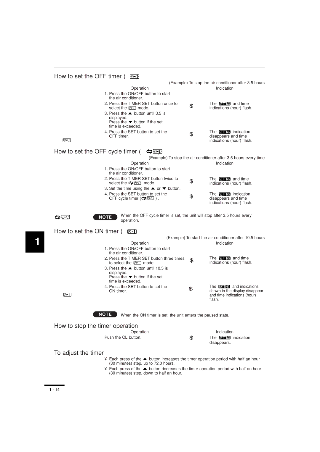 Sanyo RCS-SH80UA.WL, RCS-SH1UA, RCS-BH80UA.WL instruction manual Operation, Indication 