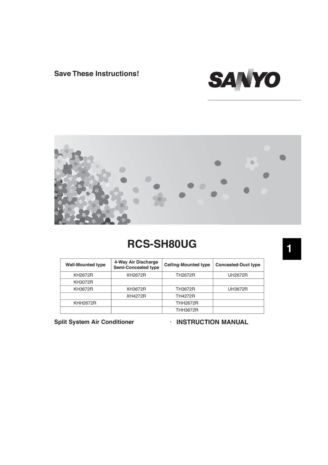 Sanyo RCS-BH80UA.WL, RCS-SH80UA.WL, RCS-SH1UA instruction manual RCS-SH80UG 