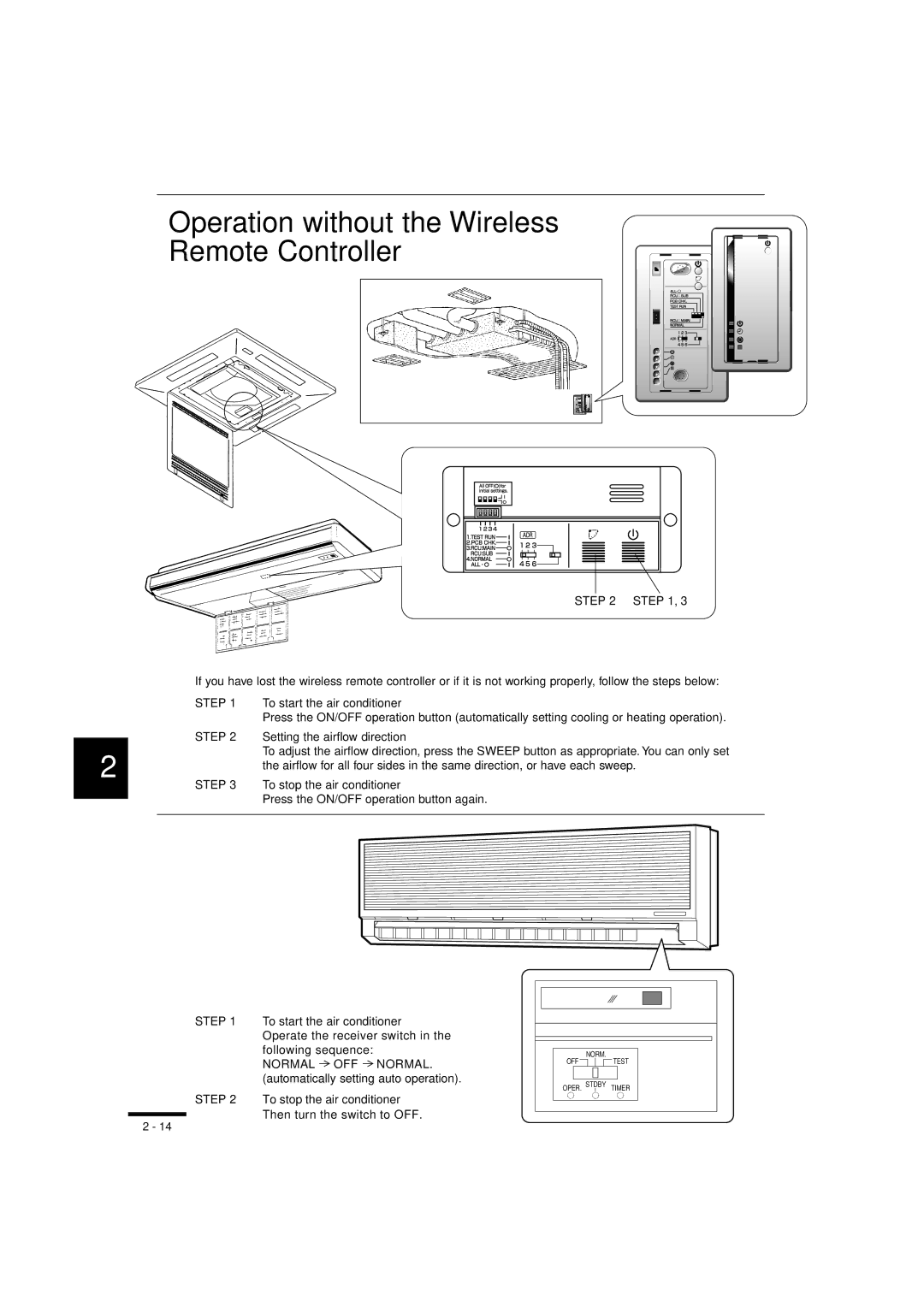 Sanyo RCS-BH80UA.WL, RCS-SH1UA Operation without the Wireless Remote Controller, Press the ON/OFF operation button again 