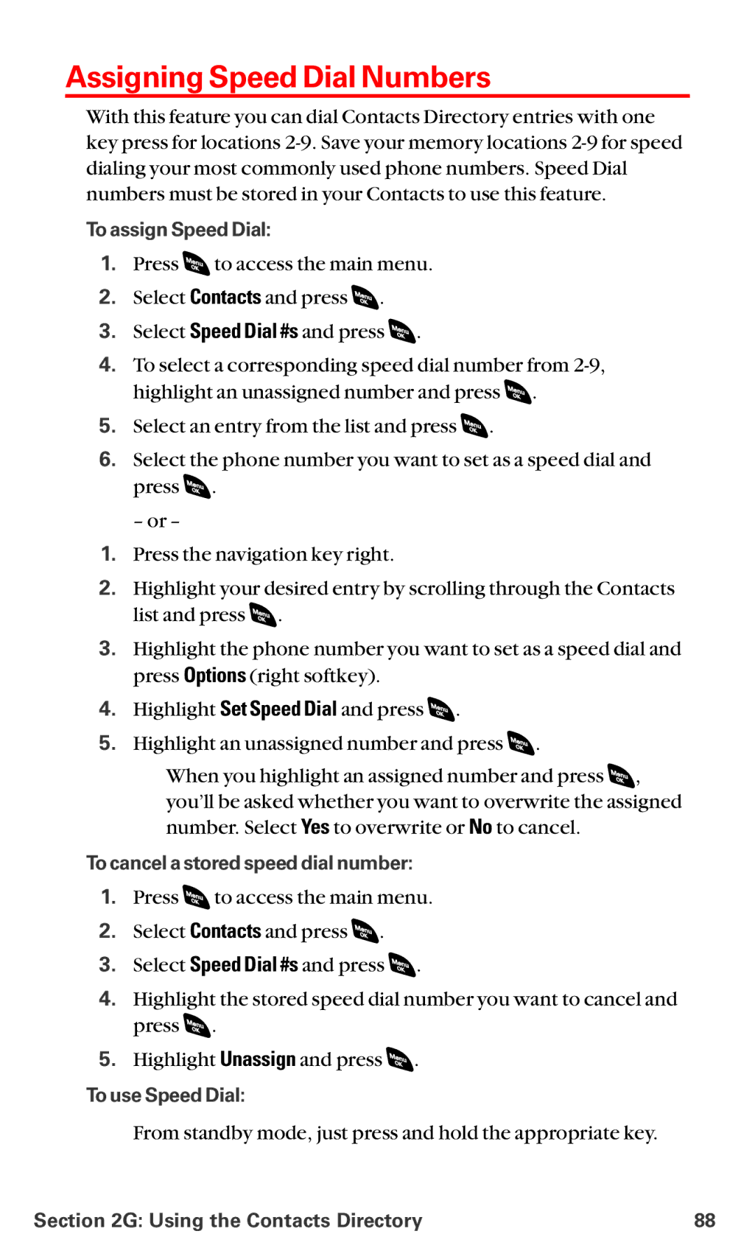 Sanyo RL-4920 Assigning Speed Dial Numbers, To assign Speed Dial, To cancel a stored speed dial number, To use Speed Dial 