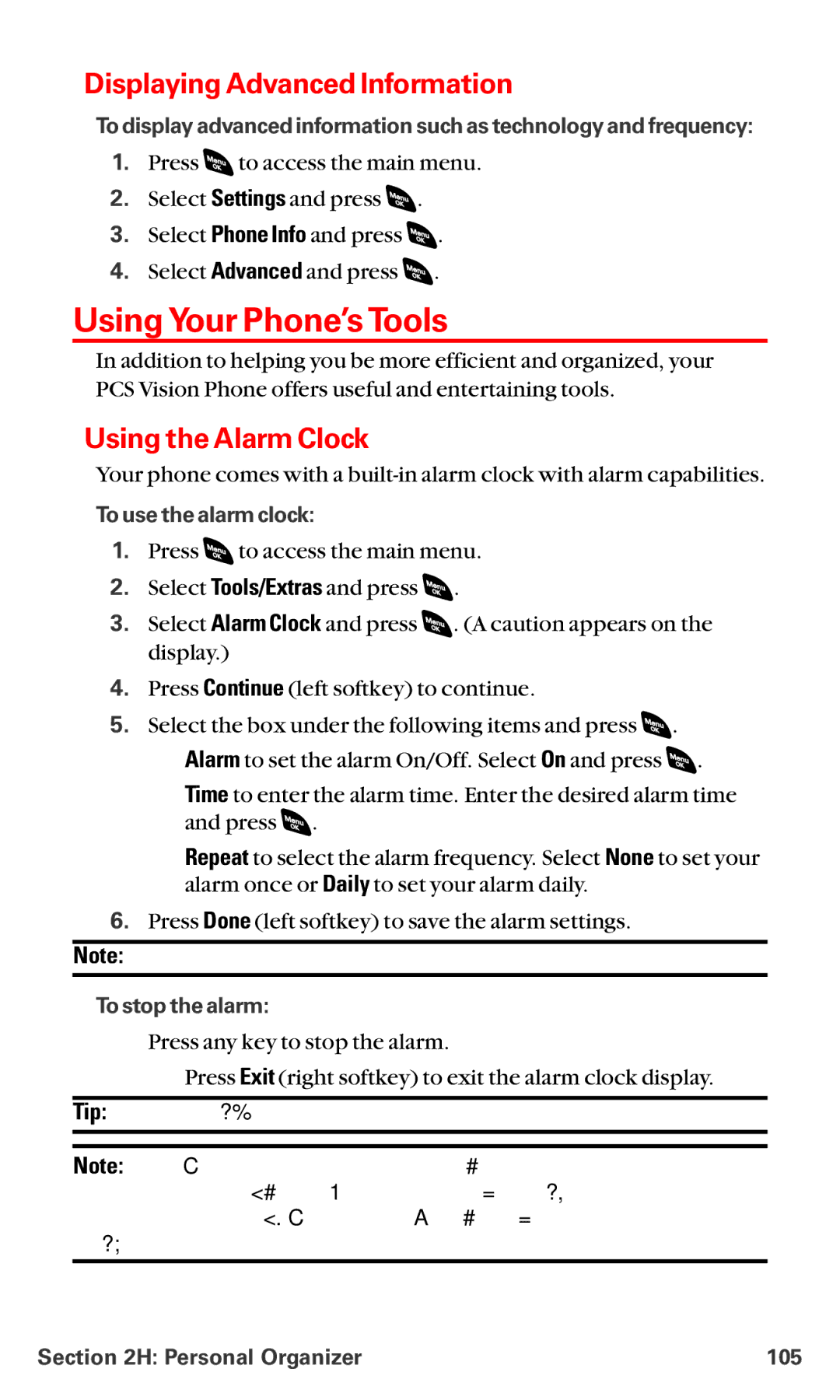 Sanyo RL-4920 manual Using Your Phone’s Tools, Displaying Advanced Information, Using the Alarm Clock 