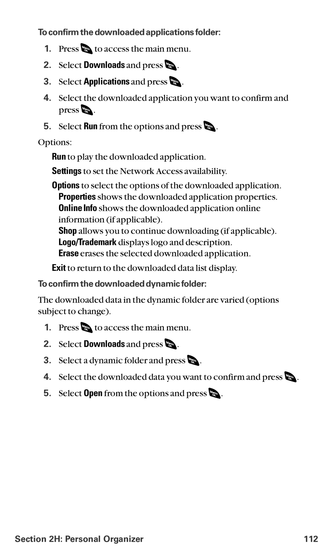 Sanyo RL-4920 manual To confirm the downloaded applications folder, To confirm the downloaded dynamic folder 