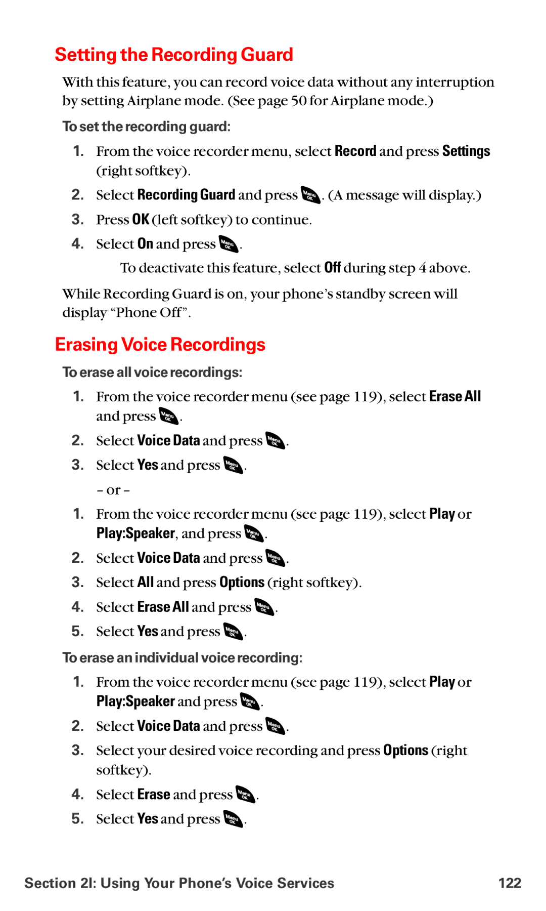 Sanyo RL-4920 manual Setting the Recording Guard, Erasing Voice Recordings 